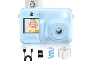 FULEALFLY Kids Camera Instant Print, Dual-Lens Digital Camera for Kids Christmas Birthday Gifts, 48MP Selfie Instant Print Cameras with Print Paper, 32GB Card, Toddle Toy for Girls Boys Age 4 5 6 7 8 9 10(Blue)