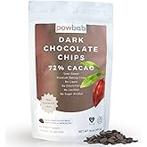 powbab Dark Chocolate Chips - 72% Cacao Organic Semi Sweet Chocolate Chips for Baking. Mini Dark Chocolate Chips for Baking a