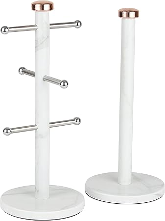 Tower Kitchen Roll Holder And Mug Tree White Marble Rose Gold One Size Amazon Co Uk Kitchen Home