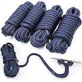 INNOCEDEAR 4 Pack 1/2” X 15’ Dock Lines|Marine-Grade Double-Braided Nylon Dock Line with 12” Eyelet.Hi-Performance Boat Rope Mooring Rope Dock Line Navy Blue