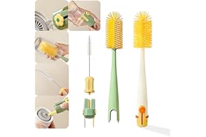 5-in-1 Water Bottle Cleaner Brush Set, 2 PCS Multi-Function Bottle Brush Set with Straw Cleaner, Lid Cleaning Brush for Baby 