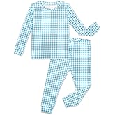 moimoln Baby Toddler Pajama Set Snug-Fit Cotton Modal Sleepwear, Leopard, Check & Solid Mix (6M-8Y, 1/2 Pack)
