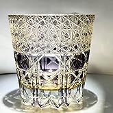 suigetsu Edo style Color Hand Cut Crystal Glass Tumbler Whisky Gass 11 Oz Glassware with Luxury Gift Box,Cocktail-Vodka-Beer Drinkingware Glasses In Gift Carton (Purple Dream)