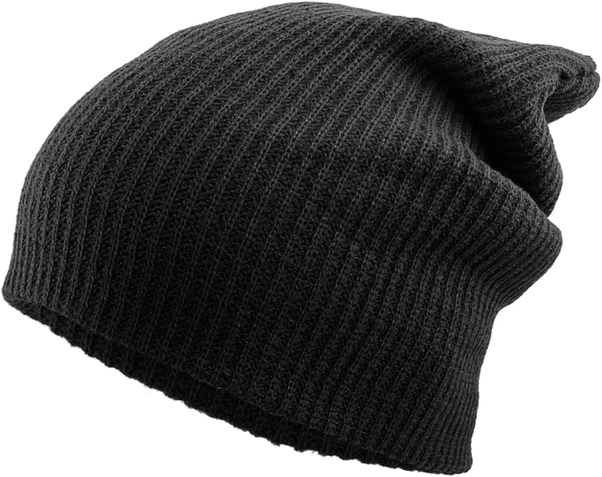 KBW-12 BLK Solid Slouchy Beanie Skull Cap Hat: Clothing