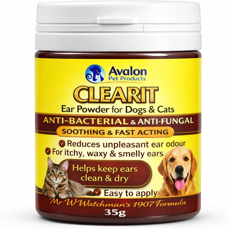 Avalon Pet CLEARIT 35G Ear Powder for Dogs & Cats – Anti Bacterial & Anti Fungal