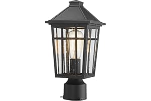 Darkaway Outdoor Post Lights Lamp Post Light Fixture, Waterproof Aluminum Housing with Glass, Fence Post Deck Lighting for Garden, Patio, Pathway (1 Pack, Black)