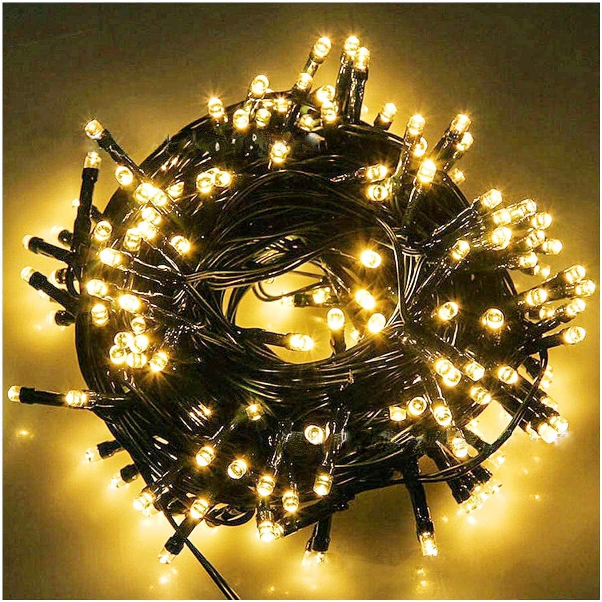 String Lights - FULLBELL Christmas Lights Fairy Lights Black String Lights 33ft 100 LED Memory Controller, Extendable String Lights for Indoor Outdoor (Warm White)