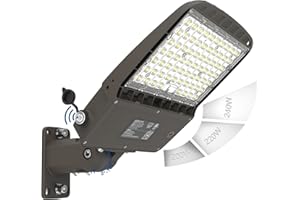 HiBay MAX. 240W LED Parking Lot Lighting with Dusk to Dawn Photocell, 38400LM (160LM/W), 5000K Street Flood Light, Outdoor Shoebox Lights with Adjustable Arm Mount for Roadway, ETL Listed