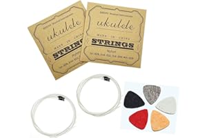 JZK 2 Sets of White Nylon Ukulele Strings Set with Ukulele Felt Picks, A - 1, E - 2, C - 3, G - 4, 4 strings per set, for Con