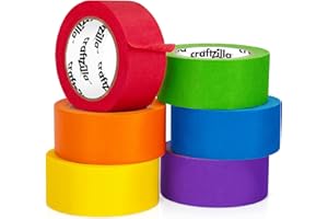 Craftzilla Colored Masking Tape – 6 Roll Multi Pack – 10 Yards x 1 Inch Each Colorful Craft Tape for Arts & Crafts, Labeling and Color-Coding - Back to School Supplies