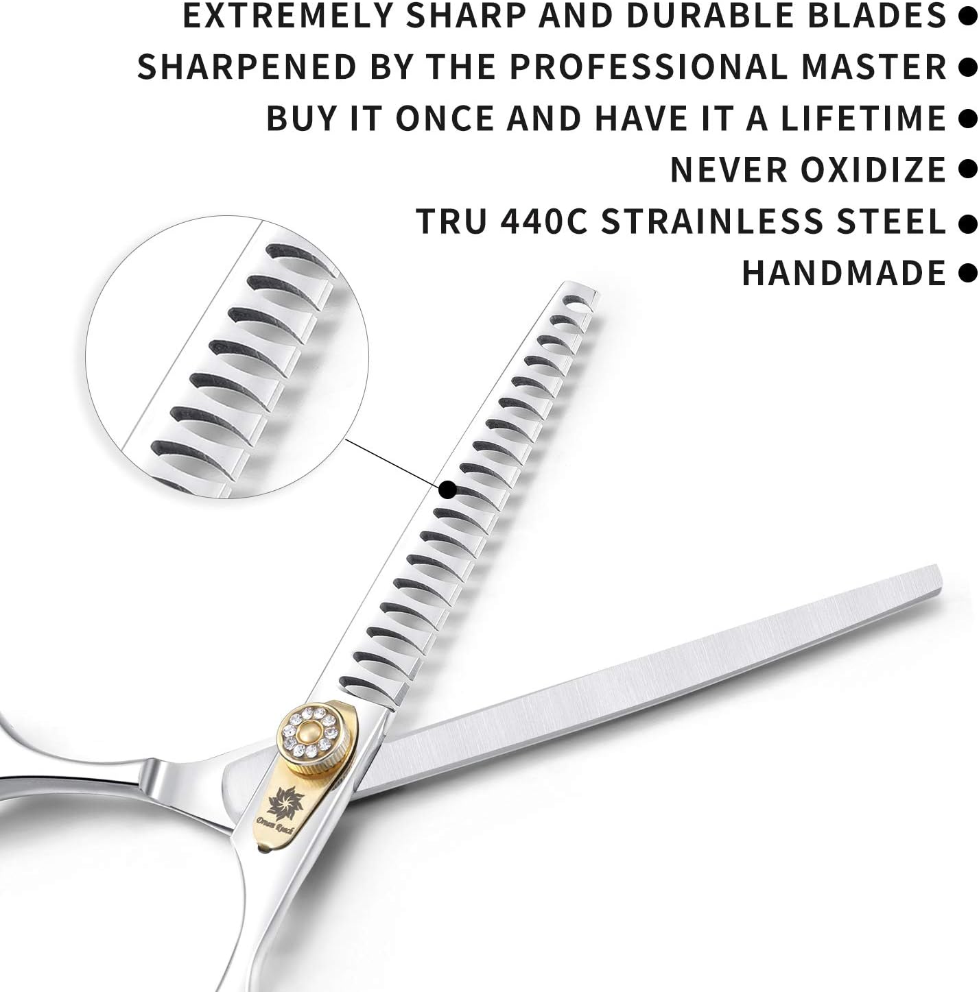 Dream Reach Professional 7" Dog Grooming Scissors Chunker Scissors, JP-440C Stainless Steel Pet Cat Hair Cutting Shears - Image 3