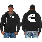 JH DESIGN GROUP Men's Cummins Diesel Hoodie Full Zip Up Black Hooded Sweatshirt