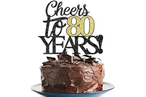 Klionjor Happy 80th Birthday Cake Topper Cheers to 80 Years Birthday Cake Pick 80 Fabulous Cake Decoration for Happy 80th Birthday Anniversary Party Cake Decorations Supplies