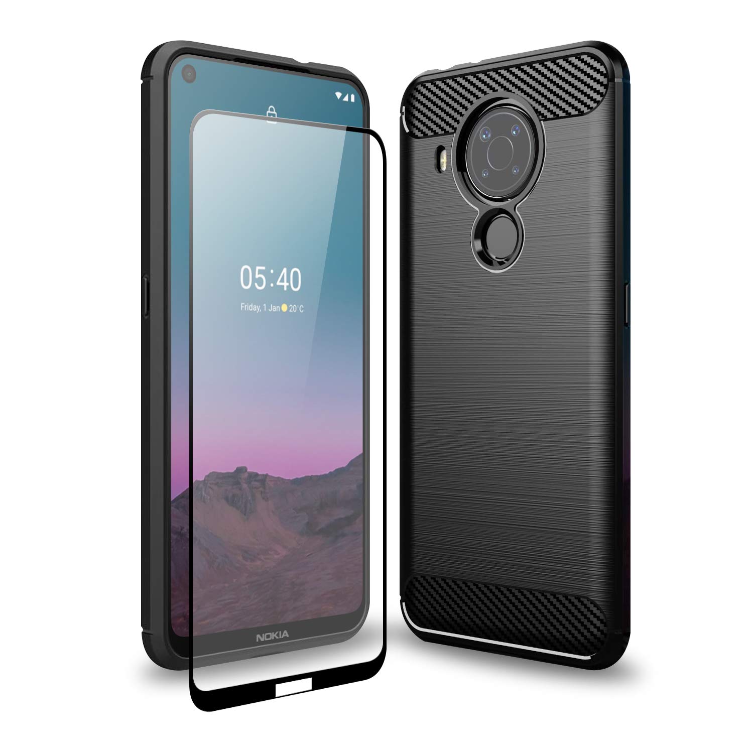 Olixar Phone Case with Screen Protector for Nokia 3.4, Stylish 2 in 1 Protection - Defend your Phone & Screen from Drops, Shocks and Scratches - Olixar Sentinel - Black