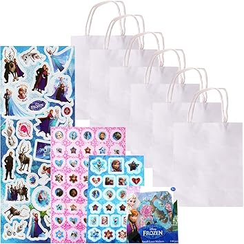 6 Pieces Te Decoart Mitgebsel Sacs Geschenktaschen Bricolage Sacs En Papier Blanc 18x15x8cm Fille Ensemble De Bricolage 500 Frozen La Reine Des Neiges Sticker Set Amazon Fr Jeux Et Jouets
