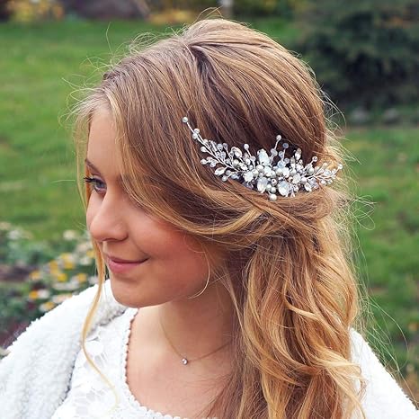 Buy Silver Barogirl Wedding Hair Comb Silver Rhinestones Blue