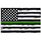 Anley Fly Breeze 3x5 Foot Thin Green Line USA Flag - Vivid Color and UV Fade Resistant - Canvas Header and Double Stitched - Support for Border Patrol Agents Flag with Brass Grommets 3 X 5 Ft