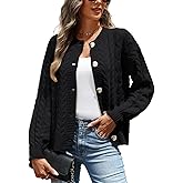 VIMPUNEC Fall Cardigan Sweaters for Women Casual Cable Knit Button Down Jackets Long Sleeve Open Front Outwear Coats