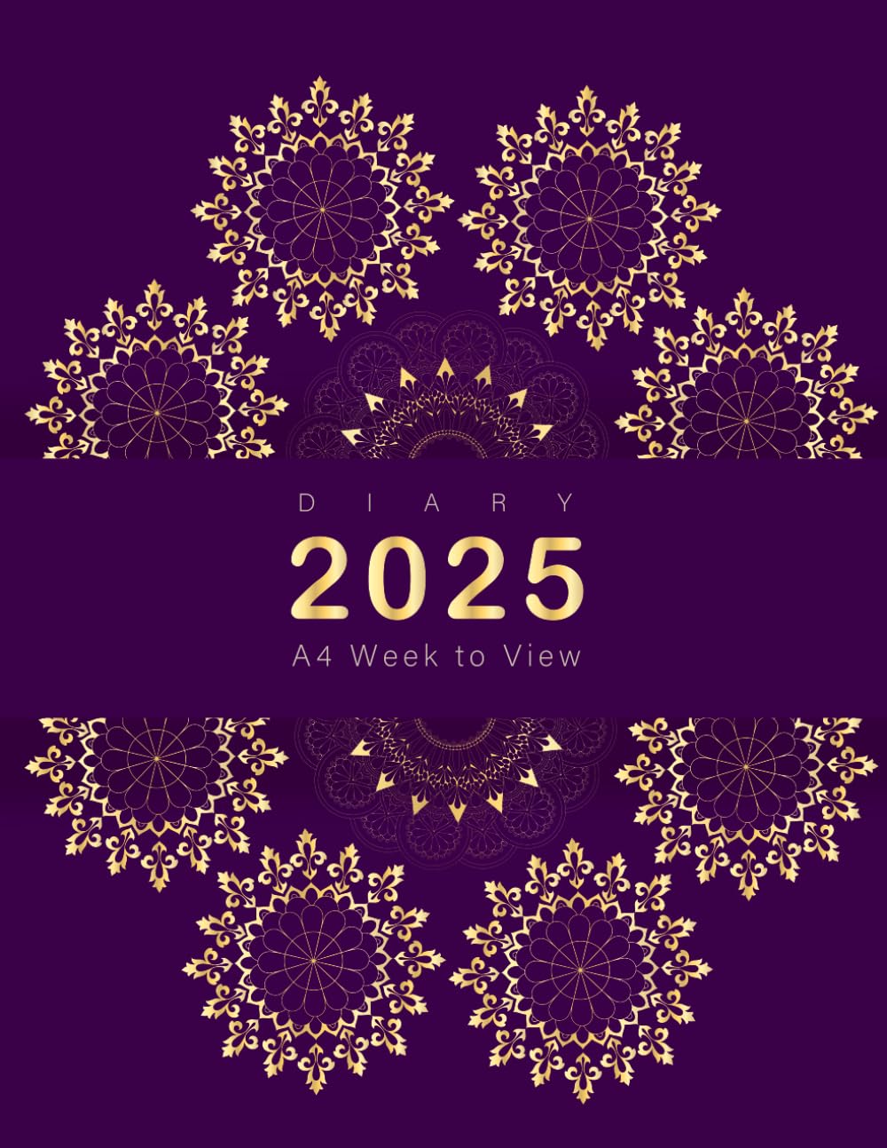 2025 Diary A4 Week to View: Planner from January 2025 to December 2025, 12 Months Diary, Purple Cover