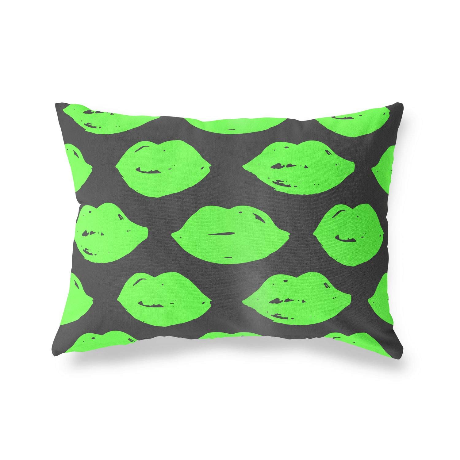 Bonamaison Decorative Cushion Cover Neon Green & Fume, Throw Pillow Covers, Home Decorative Pillowcases for Livingroom, Sofa, Bedroom, Size: 35x50 Cm - Designed and Manufactured in Turkey