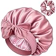 YANIBEST Silk Satin Bonnet for Sleeping Double Layer Hair Bonnet with Elastic Tie Band for Curly Natural Hair