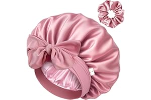 YANIBEST Silk Satin Bonnet for Sleeping Double Layer Hair Bonnet with Elastic Tie Band for Curly Natural Hair