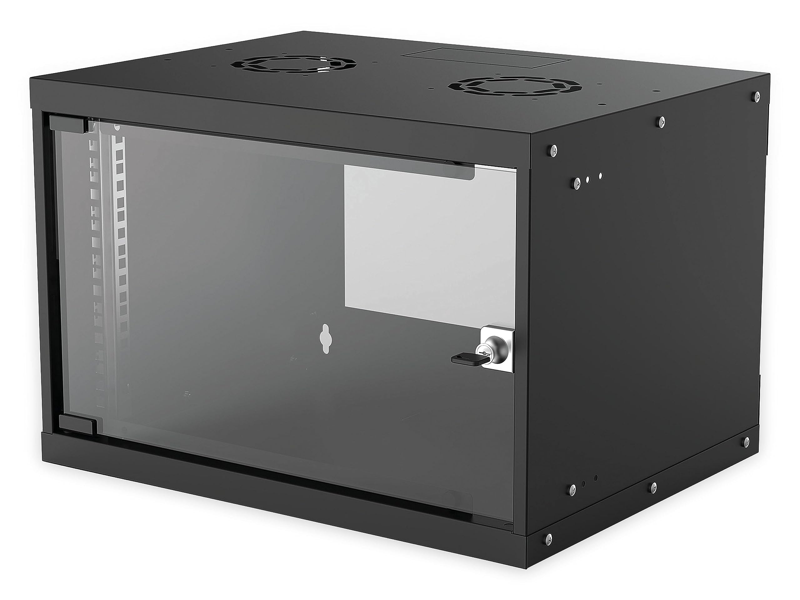 Intellinet Network Cabinet, Wall Mount (Basic), 6U, 400 mm Deep, Black, Flatpack, Max 50 kg, Glass Door, 19 Inch, Three Year Warranty