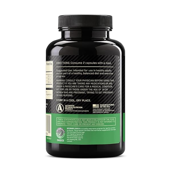 OPTIMUM NUTRITION INSTANTIZED BCAA CAPSULES, KETO FRIENDLY BRANCHED CHAIN ESSENTIAL AMINO ACIDS, 1000MG, 60 COUNT