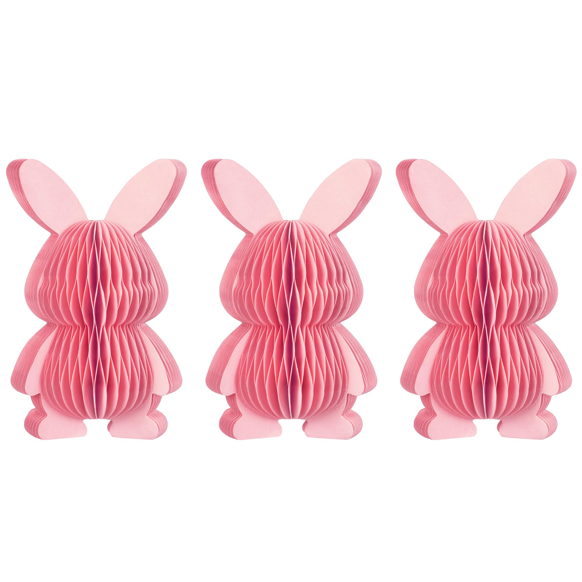 Photo 1 of KI Store Pink Paper Bunny Figurines 5-Inch 3pcs Honeycomb Rabbit Figures for Dessert Table Decor Tiered Tray Kids Party Favors Gifts