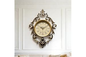 Vintage Wall Clocks Living Room,Decorative Antique Large Wall Clocks,Digital Retro Silent Wall Clock Battery Operated for Bed