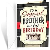 Prime Greetings Brother Birthday Card, Made in America, Eco-Friendly, Thick Card Stock with Premium Envelope 5in x 7.75in, Packaged in Presentation Mailer