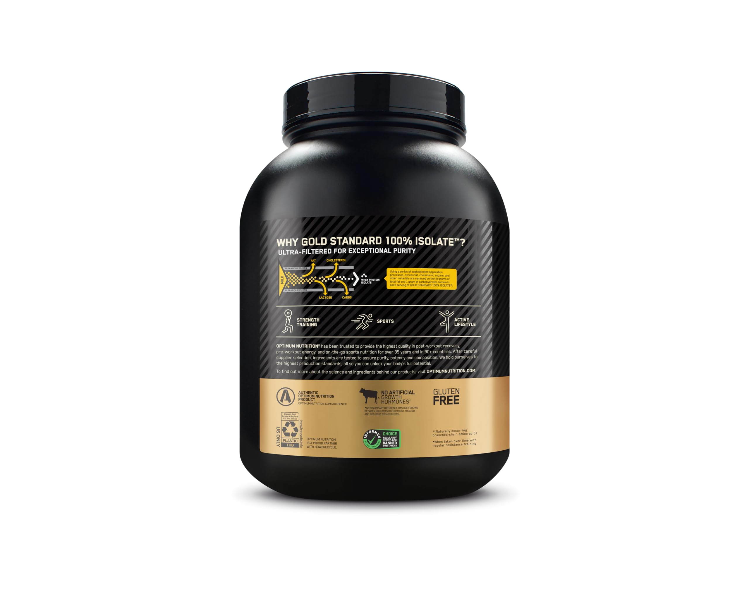 Optimum Nutrition Gold Standard 100% Isolate, Protein Powder, Rich Vanilla, 2.91 Pounds, 44 Servings. Whey Protein Isolate (Packaging May Vary)