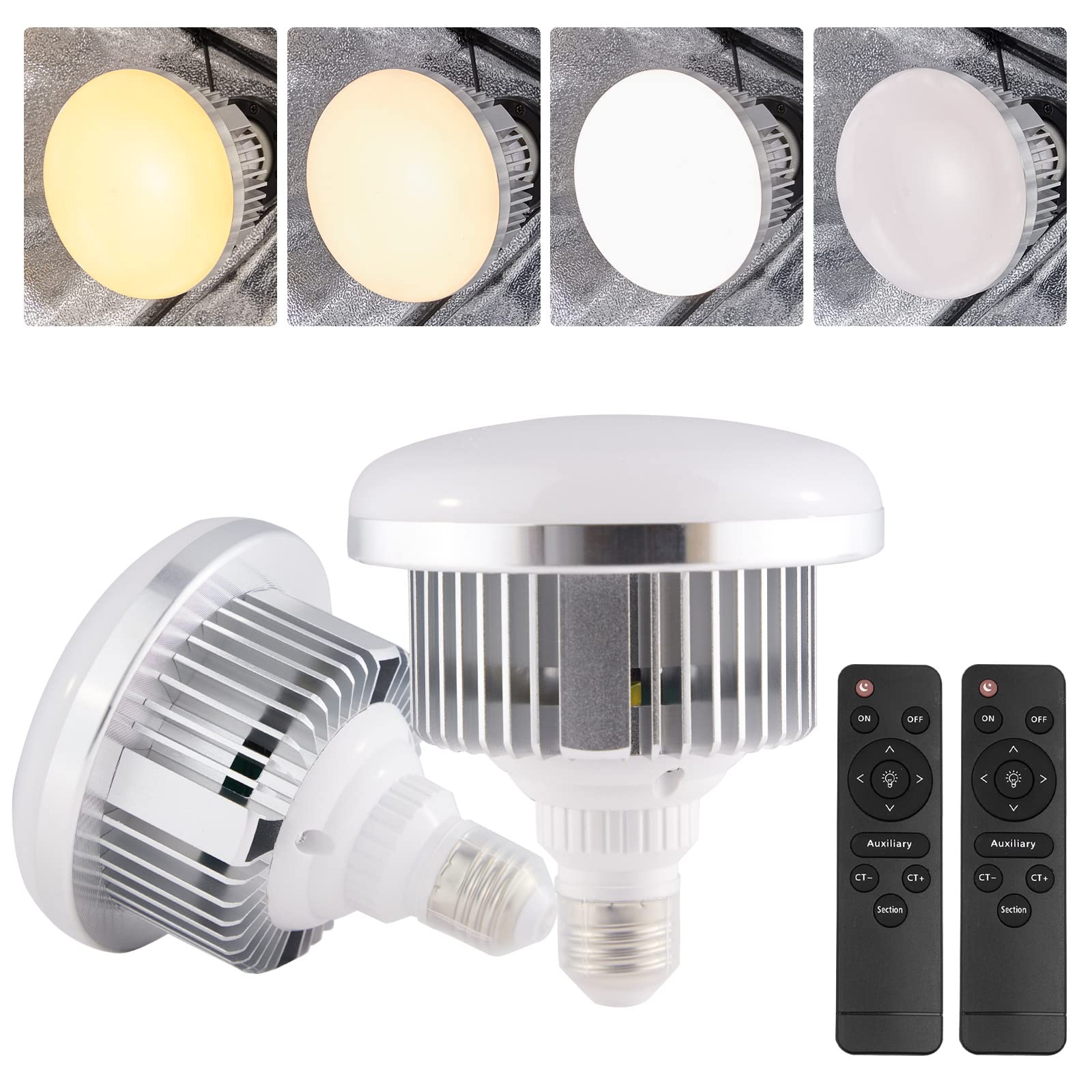 Photo 1 of BEIYANG 2Pack 85W Photography Light Bulb for Softbox Lighting Kit Photography Soft Box Studio 6000K Bulbs LED Lighting, Remote Set