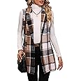 MakeMeChic Women's Plaid Vest Coat Casual Lapel Neck Button Front Sleeveless Blazer Jacket Outerwear