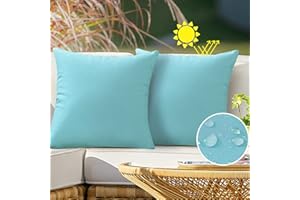 VAKADO Aqua Outdoor Waterproof Throw Pillow Covers Decorative Turquoise Outside Patio Furniture Cushion Cases Decor for Garden Bench Porch Couch Tent Sunbrella