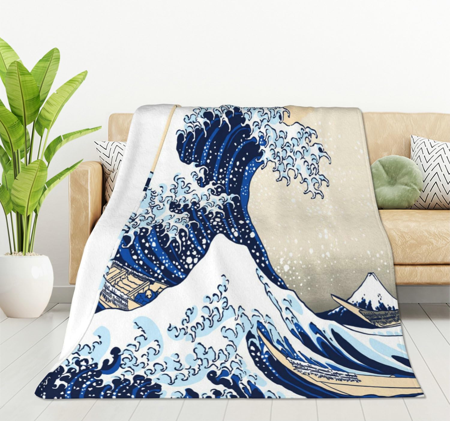HGOD DESIGNS Hokusai The Great Wave Blanket Soft Warm Print Throw Blanket for Women Adults 100x130cm