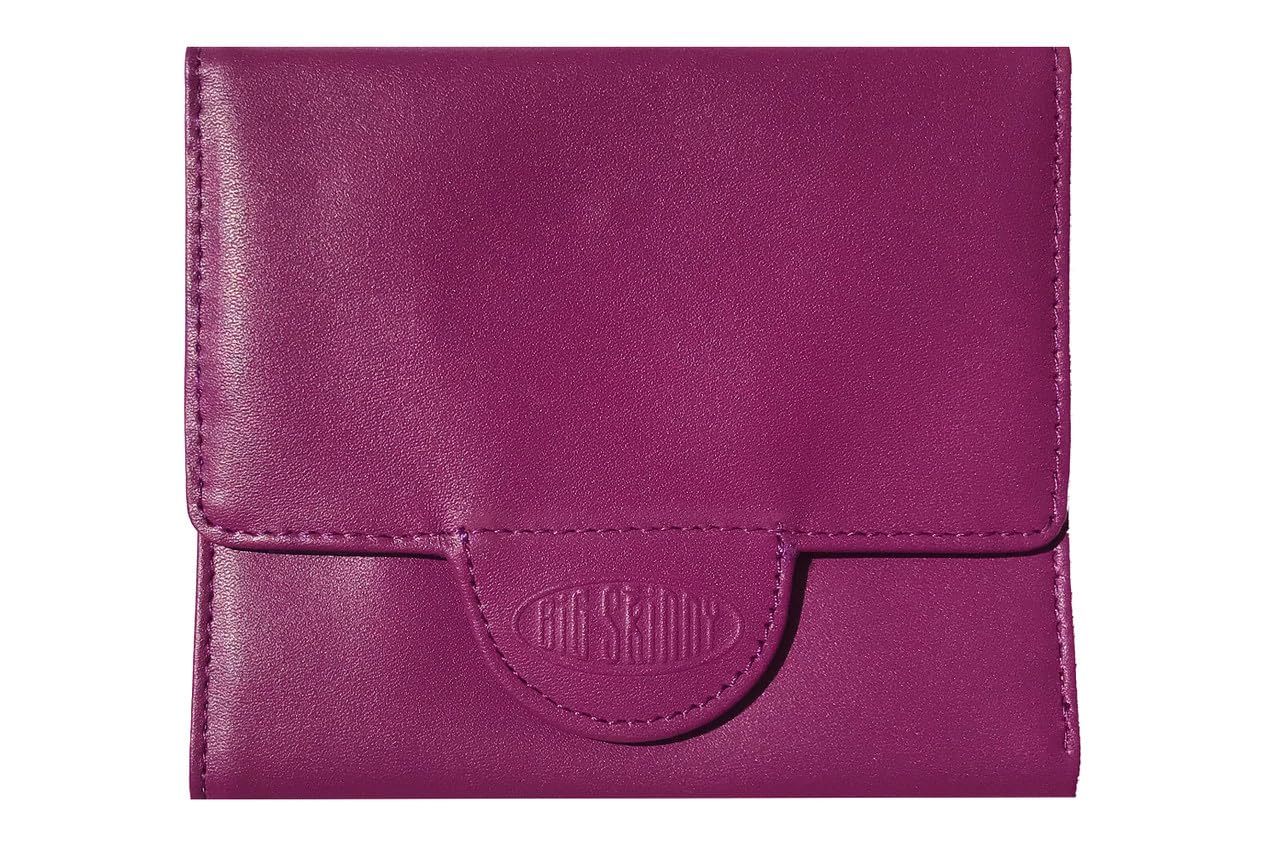 Big Skinny Women's Trixie Leather Tri-Fold Slim Wallet, Holds Up to 30 Cards, Plum Purple