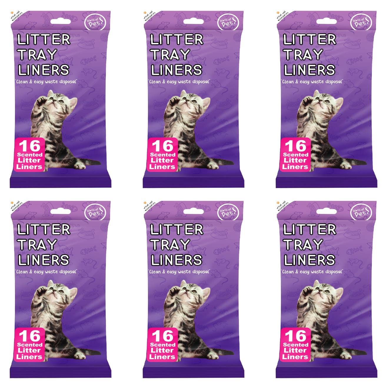 Litter tray liners bags cat kitten easy clean waste disposal pack of 96