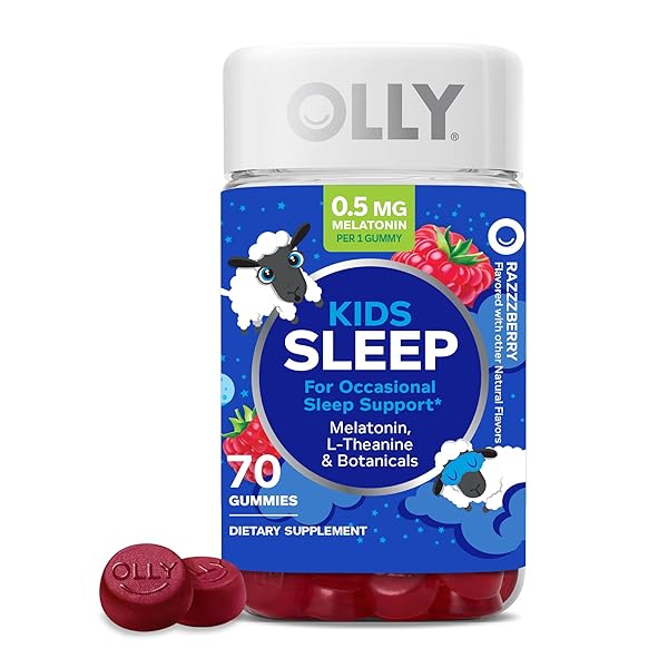 OLLY KIDS SLEEP GUMMIES, 0.5MG MELATONIN, L THEANINE, CHAMOMILE, AND LEMON BALM, RASPBERRY – 70 COUNT