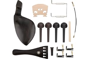 Violin Fitting Kit, 4/4 Violin Fiddle Accessories Kit EbonyTuning Pegs Chinrest Endpin Tuners Bridge Soundpost Kit Violin Par