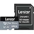 Lexar 64GB Professional 1066x micro SD Card w/ SD Adapter, UHS-I, U3, V30, A2, Full HD, 4K, Up To 160/70 MB/s Memory Card, for Action Cameras, Drones, Smartphones, Tablets (LMS1066064G-BNANU)