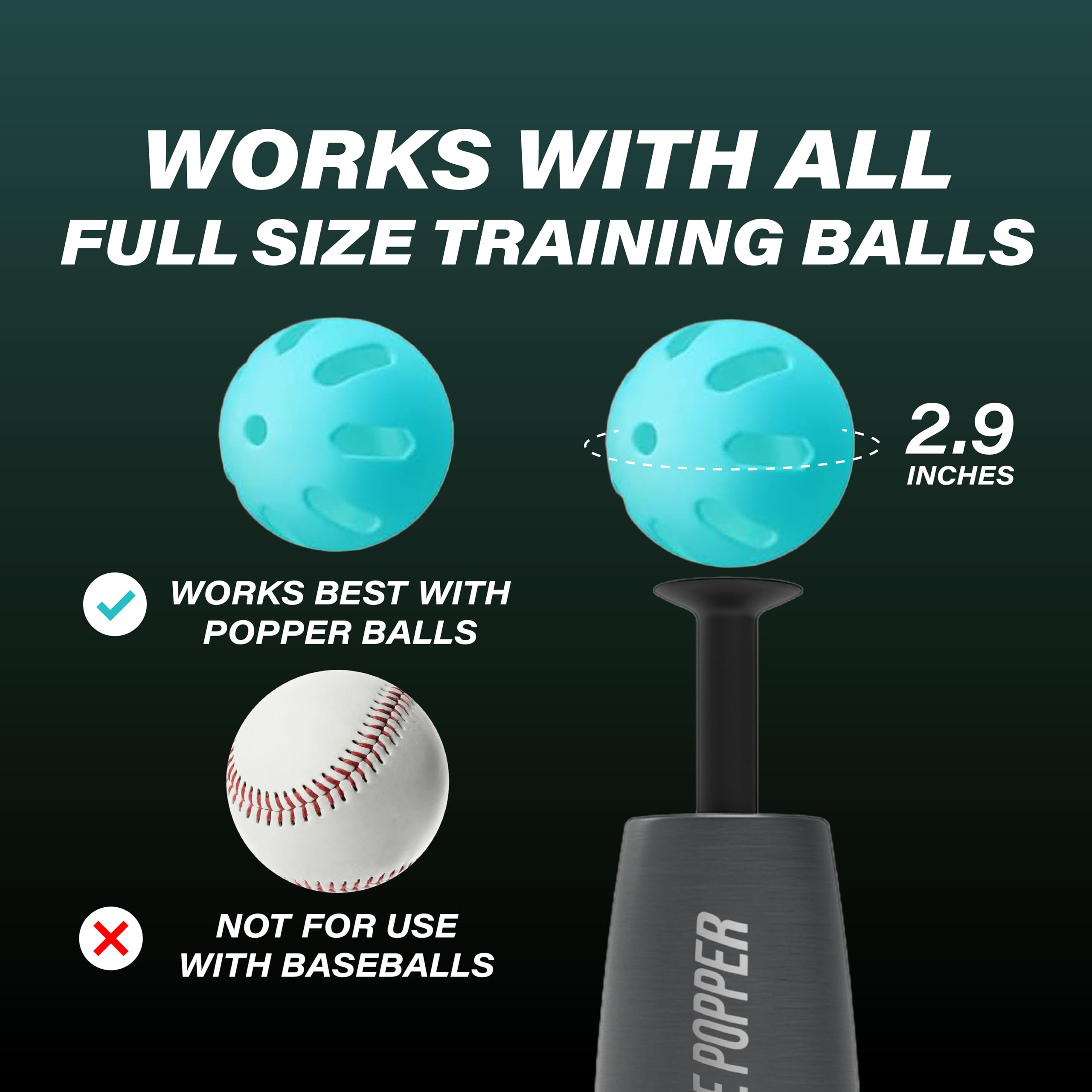 Bandit Sports Tee Popper, Durable Nylon Strength for Long-Lasting Hitting, Batting Tee for Perfect Swings, Baseball Training for Practicing Hitting Without a Pitcher (Ball not Included)