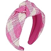 CURASA Knotted Headbands For Women Girls Non Slip Comfortable Top Knot Headband Rose Braided Hairband Cute Fashion Hair Band Preppy Fabric Head bands Decorative Hair Accessories Trendy Yoga Headpiece