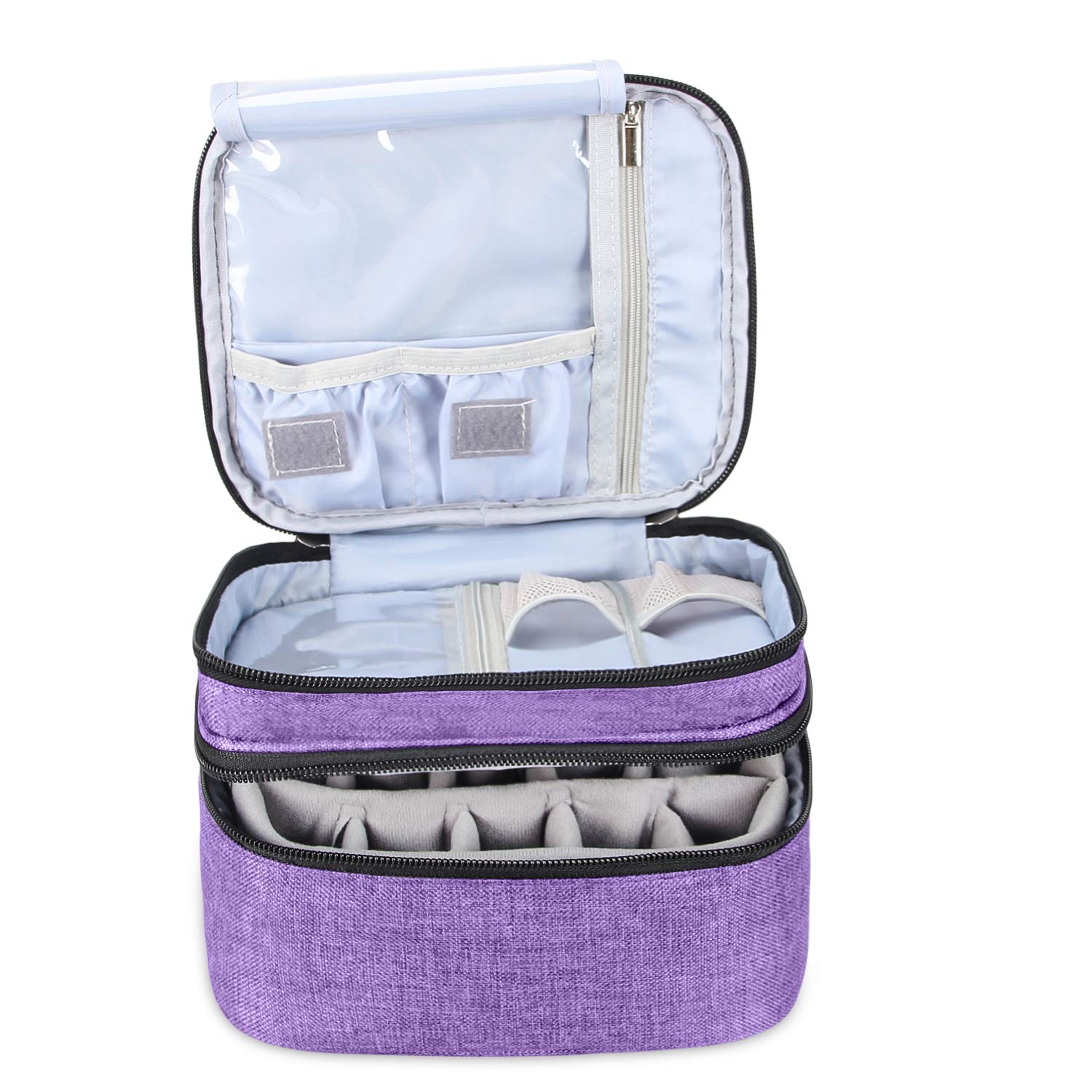 Luxja Nail Polish Carrying Case - Holds 20 Bottles (15ml - 0.5 fl.oz), Double-layer Organizer for Nail Polish and Manicure Set, Purple : Beauty