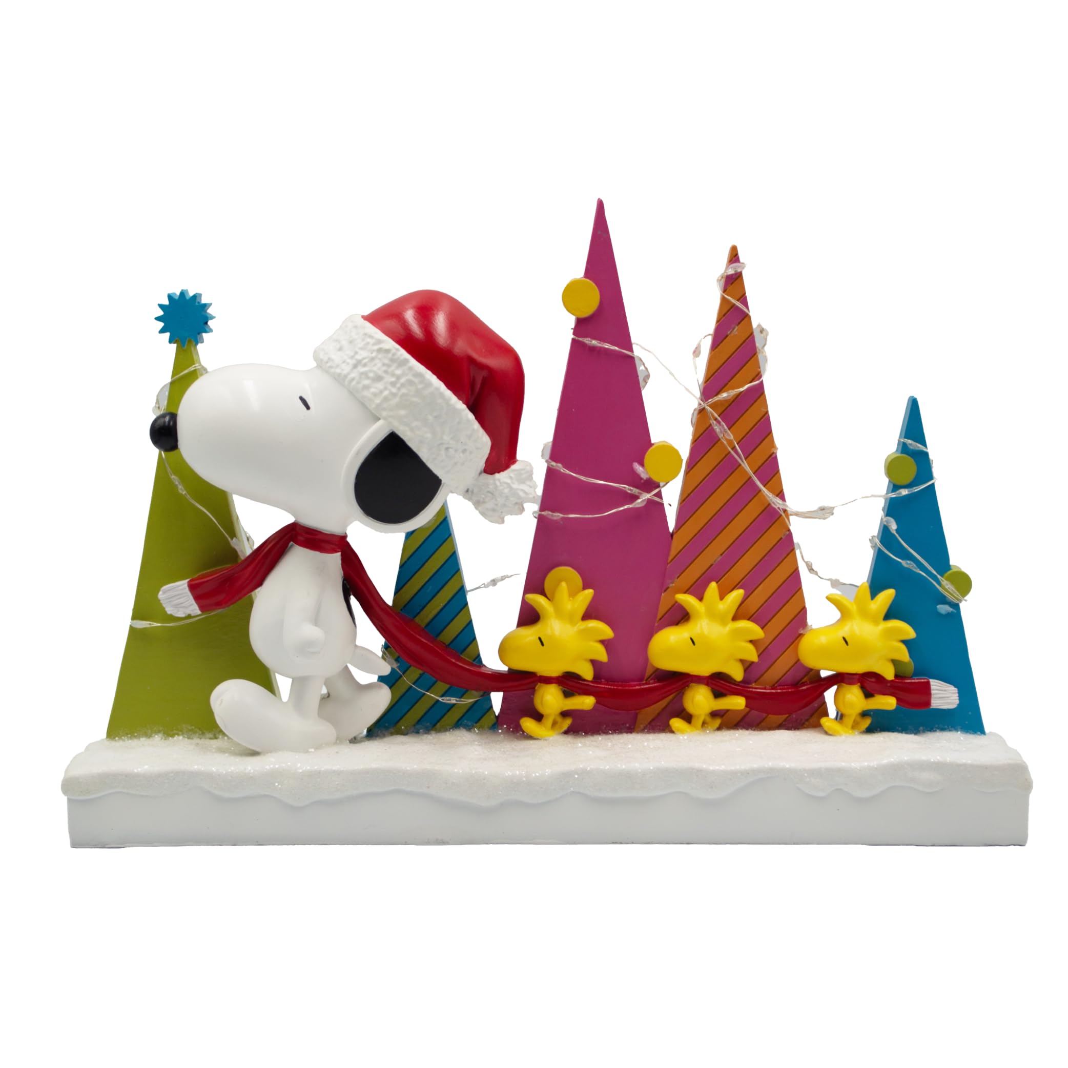 Photo 1 of Mark Feldstein, Peanuts Snoopy and Woodstock Holiday Tree Parade LED Tabletop Figurine, 8.5 Inch