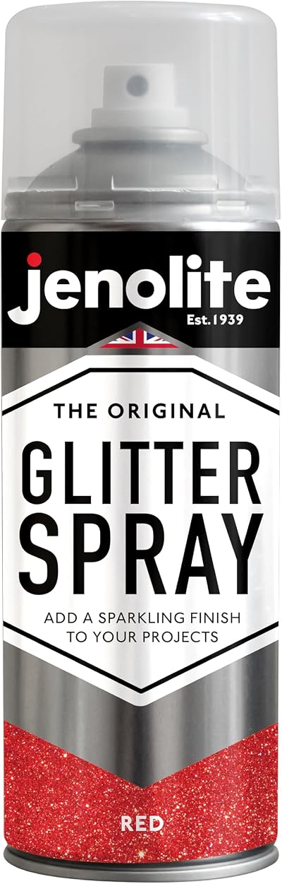 JENOLITE Red Glitter Spray Paint 400ml Multi Surface for Crafts