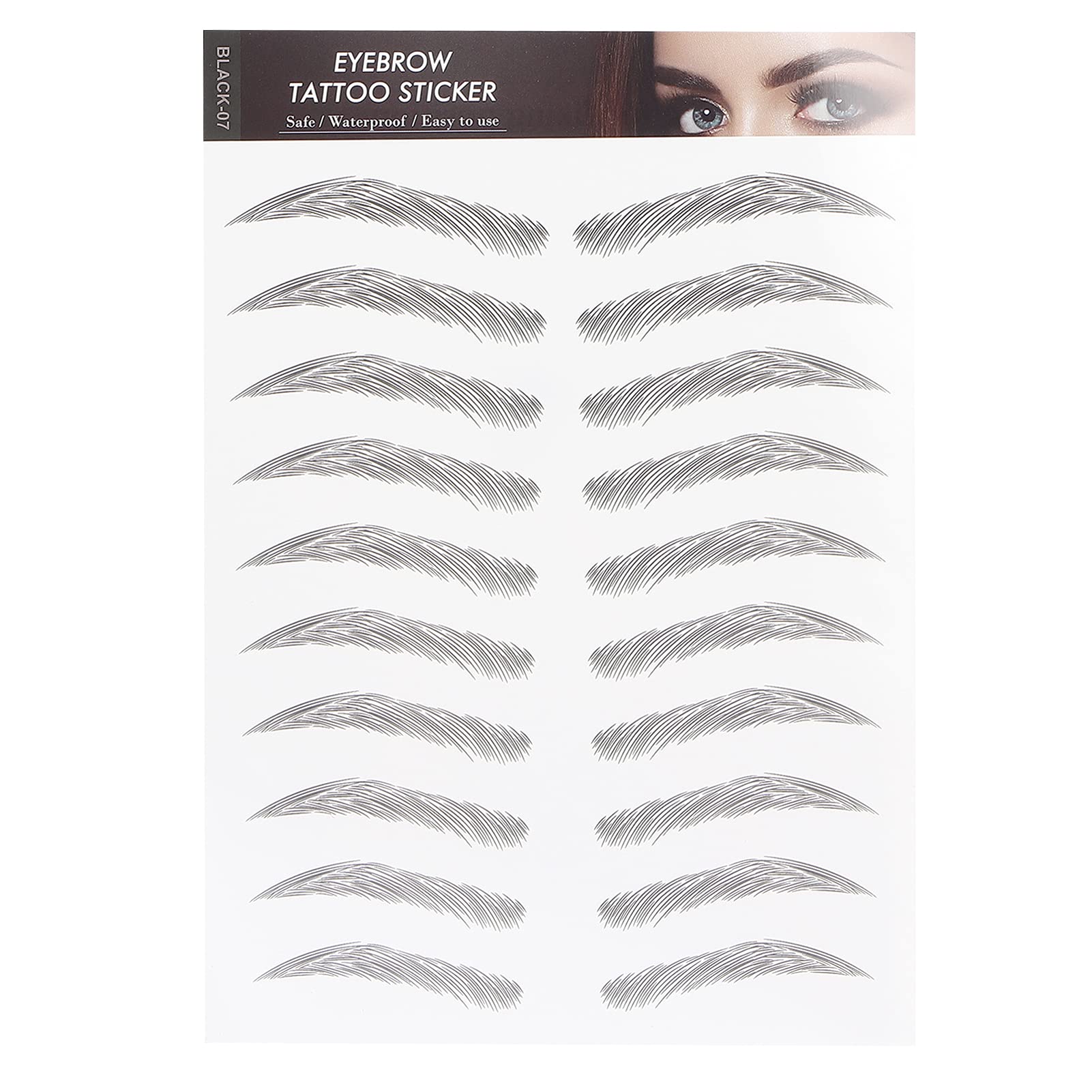 Dioche Eyebrow Stickers - Waterproof, Long Lasting Eyebrow Transfers - Black - Adults