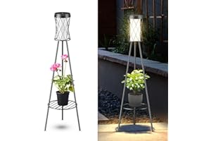 Fitop 2 Pack 38" Solar Floor Lamp Outdoor Decor, Porch Decor IP 65 Waterproof Outdoor Solar Light with USB Charging Port, 3 Different Color Temperatures for Patio, Porch and Garden