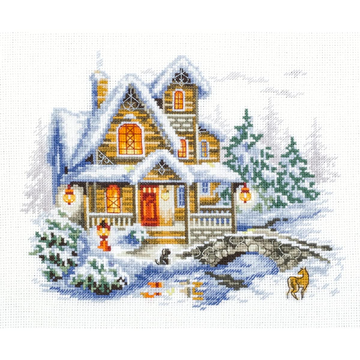 Magic Needle 110-042 ZW Winterhütte Counted Cross Stitch Kit Zweigart Edition Cotton Multi-Coloured 20 x 17 cm