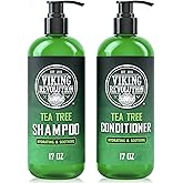 Viking Revolution Men's Shampoo &amp; Conditioner Set - Tea Tree Oil - 17 oz | Hydrates, Moisturizes &amp; Soothes Scalp - Formulated with Natural Tea Tree Oil - Fights Dry &amp; Itchy Scalp